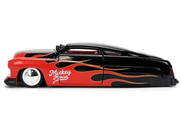 1951 Mercury Coupe Black with Flame Graphics and Red Interior and Mickey Mouse Diecast Figure "Disney's Mickey Mouse" "Hollywood Rides" Series 1/24 Diecast Model Car by Jada #4