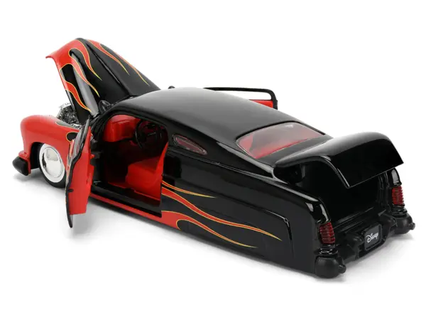1951 Mercury Coupe Black with Flame Graphics and Red Interior and Mickey Mouse Diecast Figure "Disney's Mickey Mouse" "Hollywood Rides" Series 1/24 Diecast Model Car by Jada #5