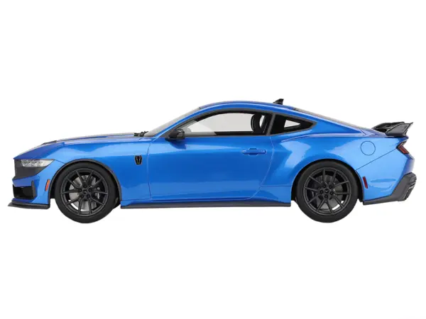 2024 Ford Mustang Dark Horse Grabber Blue Metallic with Black Hood Stripes 1/18 Model Car by Top Speed #3