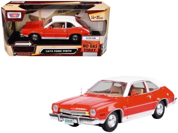 1974 Ford Pinto Orange with White Top "Forgotten Classics" Series 1/24 Diecast Model Car by Motormax #1