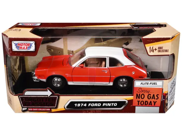 1974 Ford Pinto Orange with White Top "Forgotten Classics" Series 1/24 Diecast Model Car by Motormax #3