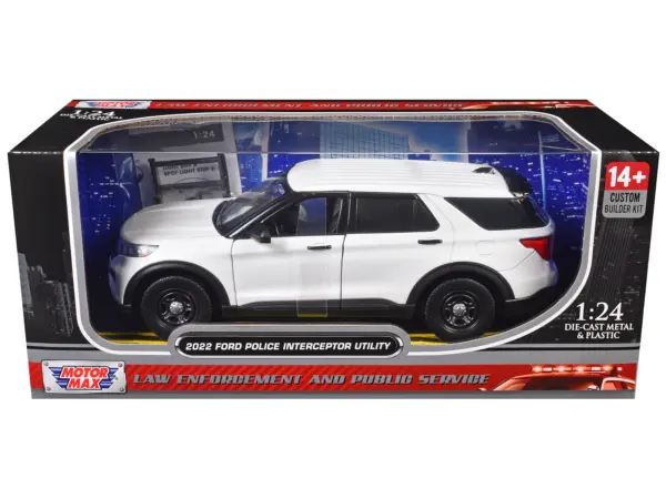 2022 Ford Police Interceptor Utility Unmarked White "Builder's Kit" "Law Enforcement and Public Service" Series 1/24 Diecast Model Car by Motormax #3
