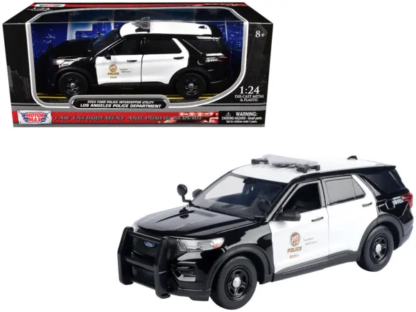 2022 Ford Police Interceptor Utility "Los Angeles Police Department" Black and White "Law Enforcement and Public Service" Series 1/24 Diecast Model Car by Motormax #1