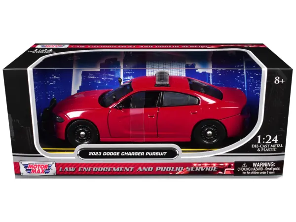 2023 Dodge Charger Pursuit Police Car Red "Law Enforcement and Public Service" Series 1/24 Diecast Model Car by Motormax #3