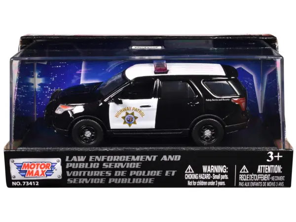 2015 Ford Police Interceptor Utility "California Highway Patrol" Black and White "Law Enforcement and Public Service" Series 1/43 Diecast Model Car by Motormax #1