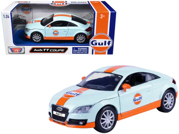 Audi TT Coupe "Gulf Oil" Light Blue with Orange Stripes "Gulf Die-Cast Collection" 1/24 Diecast Model Car by Motormax #1