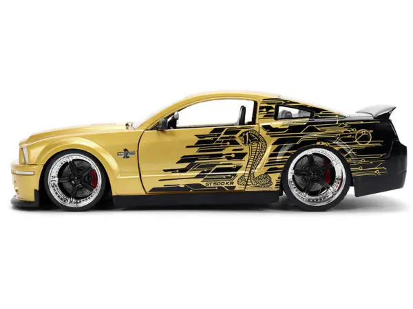 2008 Ford Shelby Mustang GT-500KR Gold Metallic and Black with Graphics "Bigtime Muscle" Series 1/24 Diecast Model Car by Jada #3