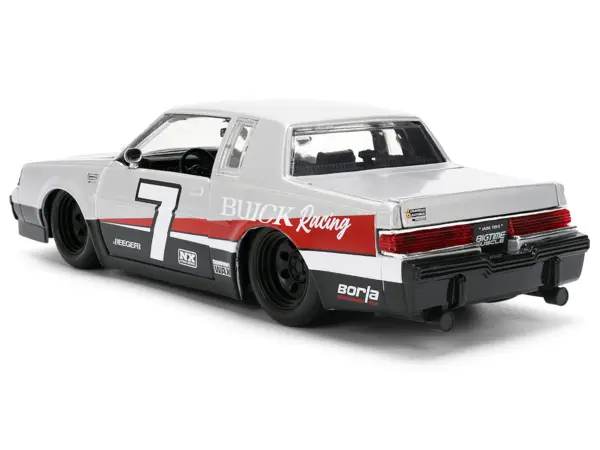 1987 Buick Grand National #7 "Buick Racing" Matt Silver Metallic with Red and Black Stripes "Bigtime Muscle" Series 1/24 Diecast Model by Jada #5
