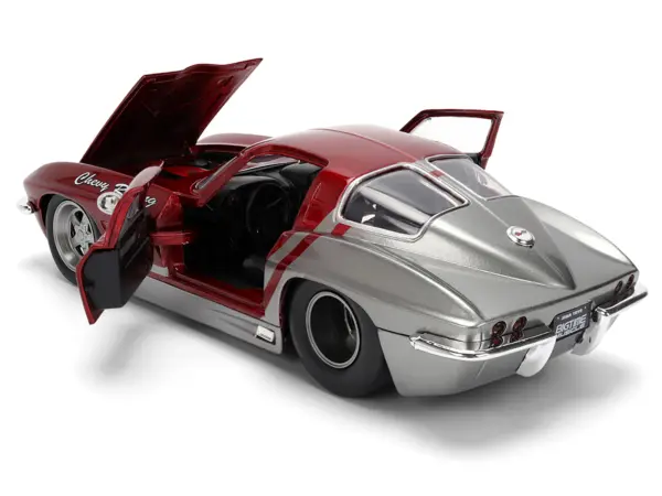 1963 Chevrolet Corvette Stingray "Chevy Racing" Red Metallic and Gray "Bigtime Muscle" Series 1/24 Diecast Model Car by Jada #4