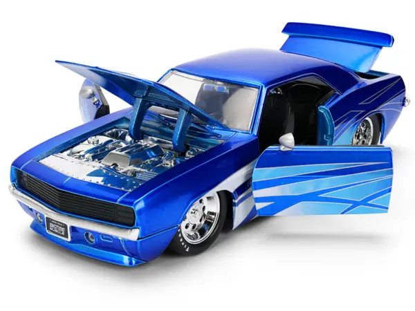 1969 Chevrolet Camaro Candy Blue with Graphics "Bigtime Muscle" Series 1/24 Diecast Model Car by Jada #2