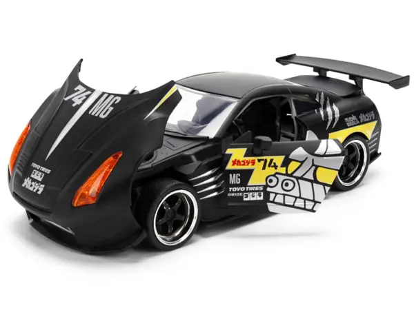 2009 Nissan GT-R (R35) Ben Sopra Matt Black with "Mechagodzilla" Graphics "Hollywood Rides" Series 1/24 Diecast Model Car by Jada #2