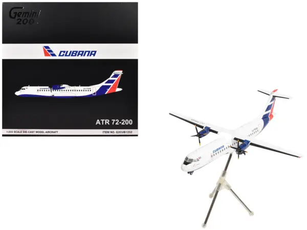 ATR 72-200 Commercial Aircraft "Cubana de Aviacion" (CU-T1548) White with Red and Blue Tail "Gemini 200" Series 1/200 Diecast Model Airplane by GeminiJets #1