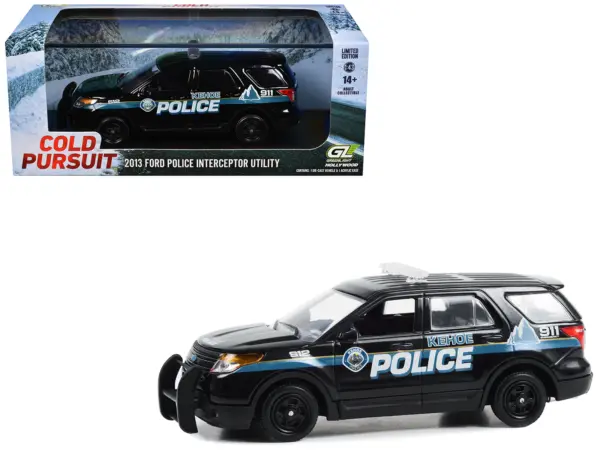 2013 Ford Police Interceptor Utility "Kehoe Police Department Kehoe Colorado" Black with White Stripes "Cold Pursuit" (2019) Movie 1/43 Diecast Model Car by Greenlight #1