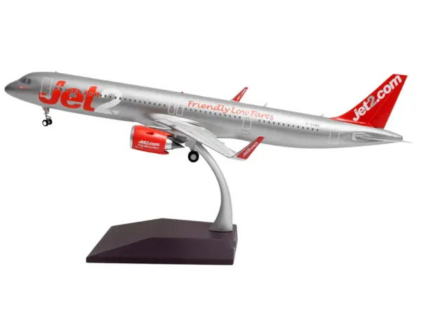 Airbus A321neo Commercial Aircraft "Jet2" (G-SUNO) Silver with Red Tail "Gemini 200" Series 1/200 Diecast Model Airplane by GeminiJets #2