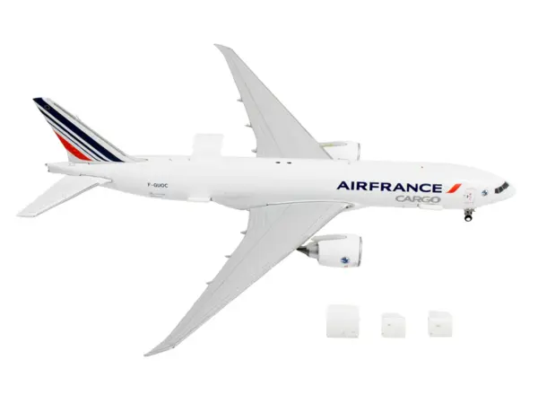 Boeing 777F Commercial Aircraft "Air France Cargo" (F-GUOC) White with Red and Blue Striped Tail "Interactive Series" 1/400 Diecast Model Airplane by GeminiJets #4