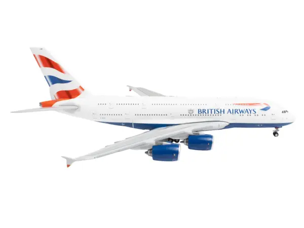 Airbus A380 Commercial Aircraft "British Airways" (G-XLEE) White with Striped Tail 1/400 Diecast Model Airplane by GeminiJets #3