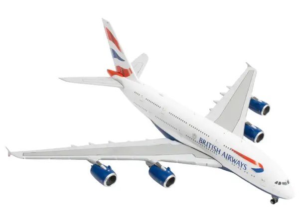 Airbus A380 Commercial Aircraft "British Airways" (G-XLEE) White with Striped Tail 1/400 Diecast Model Airplane by GeminiJets #4