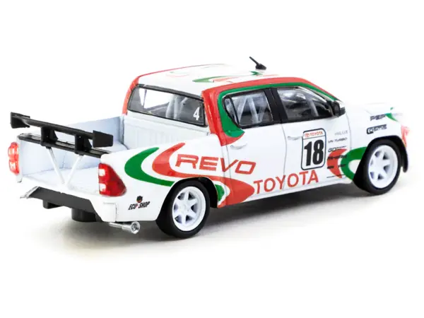 Toyota Hilux Pickup Truck RHD (Right Hand Drive) #18 White with Red and Green Graphics "Hobby64" Series 1/64 Diecast Model Car by Tarmac Works #3