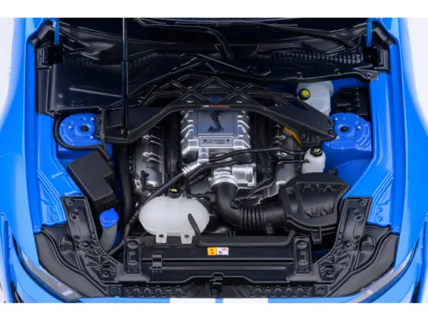 Ford Mustang Shelby GT500 Grabber Blue with White Stripes 1/18 Model Car by Autoart #3