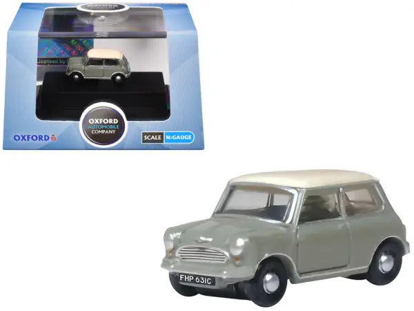 Mini Classic Tweed Gray with Cream Top 1/148 (N) Scale Diecast Model Car by Oxford Diecast #1