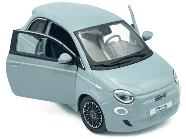 2023 Fiat 500e Light Blue 1/24 Diecast Model Car by Bburago #2