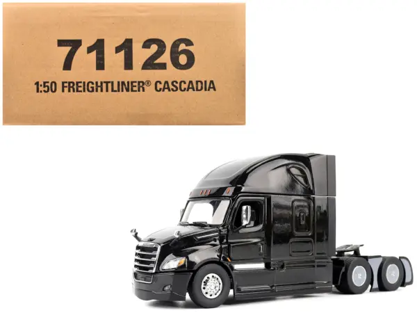 Freightliner New Cascadia Sleeper Cab Truck Tractor Black "Transport Series" 1/50 Diecast Model by Diecast Masters #1