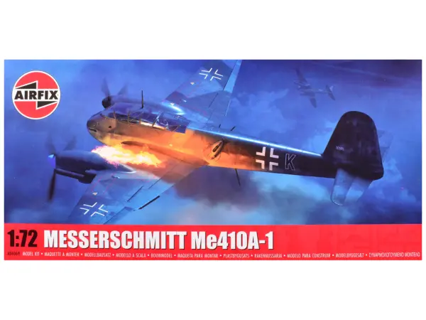 Level 2 Model Kit Messerschmitt Me410A-1 Fighter Aircraft with 2 Scheme Options 1/72 Plastic Model Kit by Airfix #1