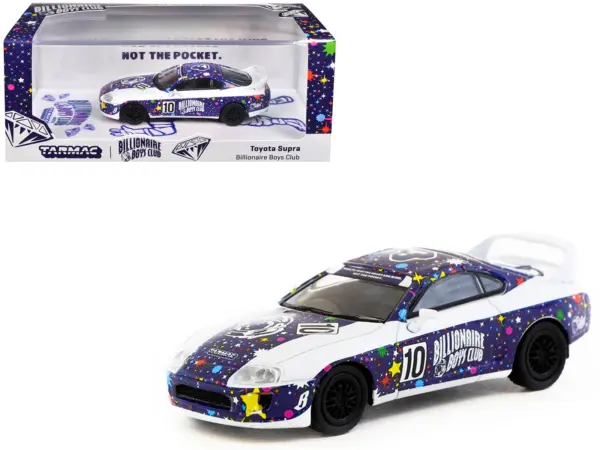 Toyota Supra RHD (Right Hand Drive) #10 "Billionaire Boys Club" Purple and White with Graphics "Hobby64" Series 1/64 Diecast Model Car by Tarmac Works #1