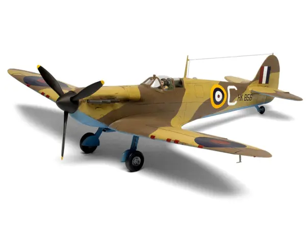 Level 2 Model Kit Supermarine Spitfire Mk.I Fighter Aircraft with 3 Scheme Options 1/48 Plastic Model Kit by Airfix #4