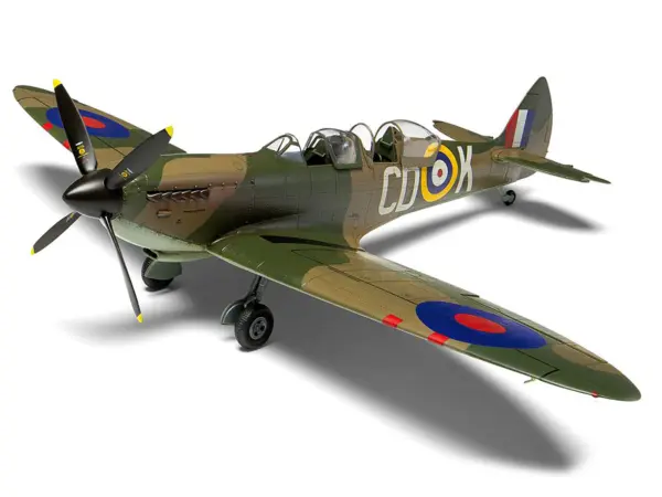 Level 2 Model Kit Supermarine Spitfire Tr.9 Fighter Aircraft with 2 Scheme Options 1/48 Plastic Model Kit by Airfix #4