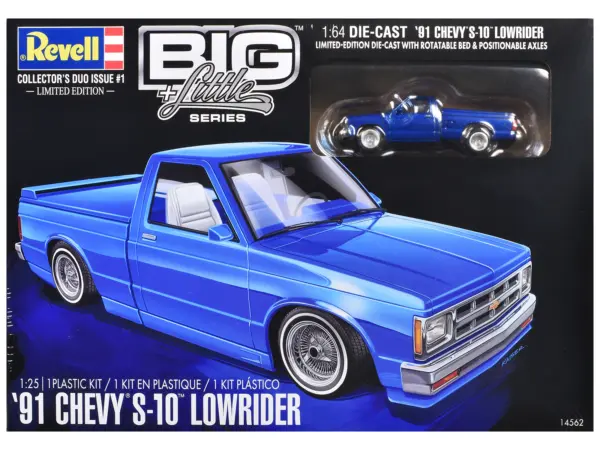 Level 4 Model Kit 1991 Chevrolet S-10 Lowrider Pickup Truck with 1/64 Diecast Version Included "Big + Little Series" 1/25 Scale Model by Revell #1