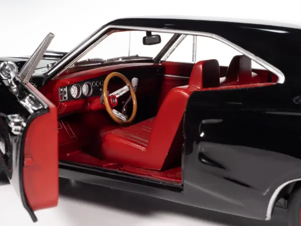 1969 Dodge Coronet Super Bee "Muscle Car & Corvette Nationals" (MCACN) Black with Red Interior "American Muscle" Series 1/18 Diecast Model Car by Auto World #4