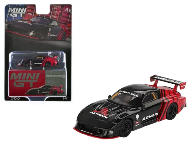Mazda RX-7 LB-Super Silhouette RHD (Right Hand Drive) "Advan" Black and Red Limited Edition 1/64 Diecast Model Car by Mini GT #1