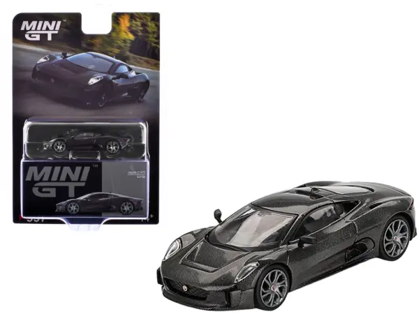 Jaguar C-X75 "Test Car" Black Carbon Limited Edition 1/64 Diecast Model Car by Mini GT #1