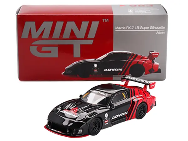 Mazda RX-7 LB-Super Silhouette RHD (Right Hand Drive) "Advan" Black and Red Limited Edition 1/64 Diecast Model Car by Mini GT #4