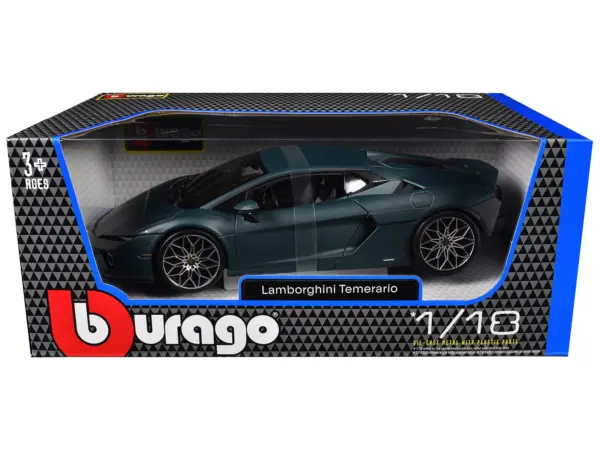 Lamborghini Temerario Matt Blue Metallic 1/18 Diecast Model Car by Bburago #3