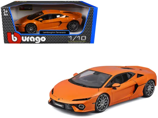 Lamborghini Temerario Orange Metallic 1/18 Diecast Model Car by Bburago #1