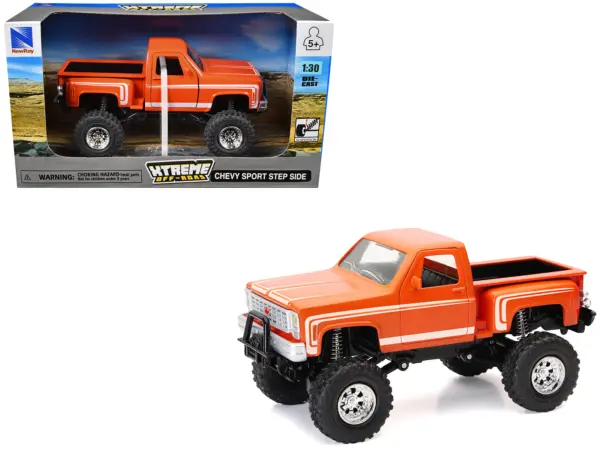 Chevrolet Sport Step Side Pickup Truck Orange with White Graphics "Xtreme Off-Road" Series 1/30 Diecast Model by New Ray #1