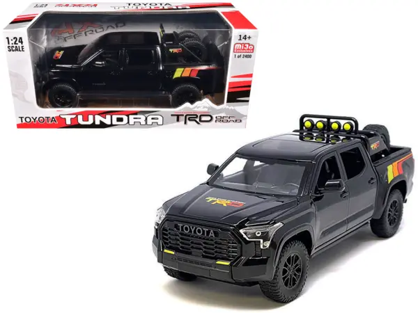 2023 Toyota Tundra TRD 4x4 Pickup Truck Black with TRD Stripes with Sunroof and Wheel Rack Limited Edition to 2400 pieces Worldwide 1/24 Diecast Model Car #1