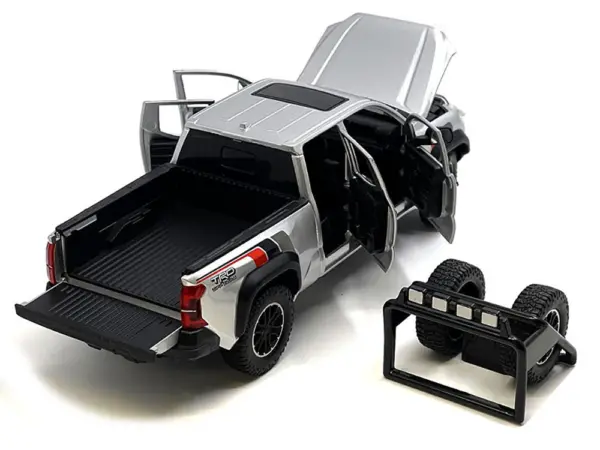 2024 Toyota Tacoma TRD Off Road Edition Pickup Truck Silver Metallic with TRD Stripes with Sunroof and Wheel Rack Limited Edition to 2400 pieces Worldwide 1/24 Diecast Model Car #3