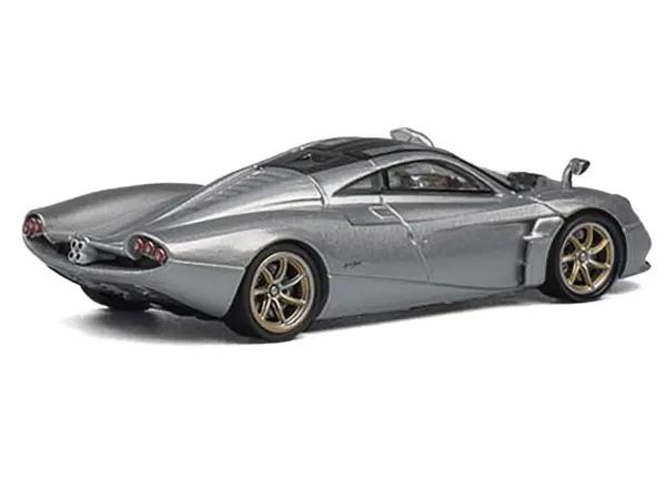 Pagani Huayra Codalunga Silver Metallic with Sunroof and Extra Wheels 1/64 Diecast Model Car by CM Model #2