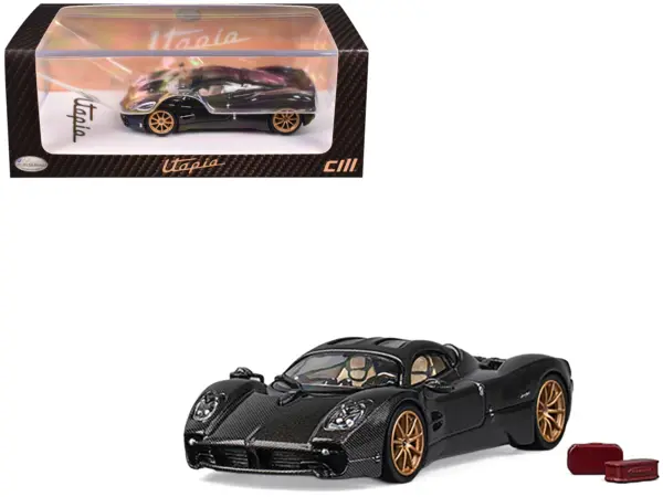 Pagani Utopia Full Carbon with Gold Wheels 1/64 Diecast Model Car by CM Model #1