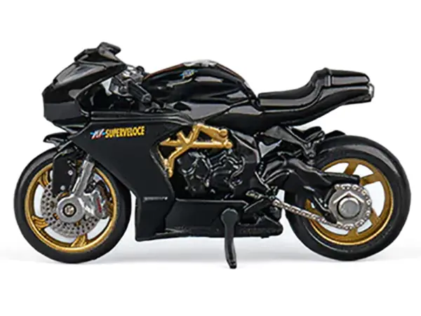 MV Agusta Superveloce 800 Motorcycle Black and Gold with Figure 1/64 Diecast Model by CM Model #2