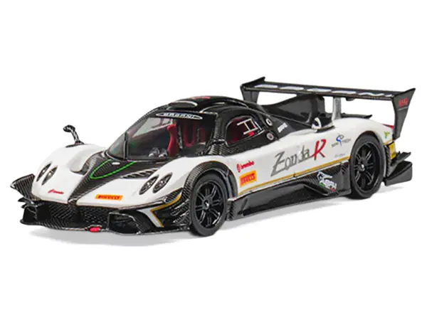 Pagani Zonda Revolucion White and Carbon with Extra Wheels 1/64 Diecast Model Car by CM Model #2
