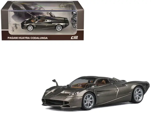 Pagani Huayra Codalunga Gun Metal Gray Metallic with Sunroof and Extra Wheels 1/64 Diecast Model Car by CM Model #1