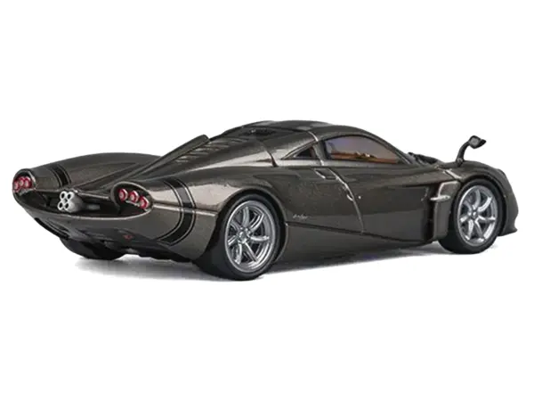 Pagani Huayra Codalunga Gun Metal Gray Metallic with Sunroof and Extra Wheels 1/64 Diecast Model Car by CM Model #2