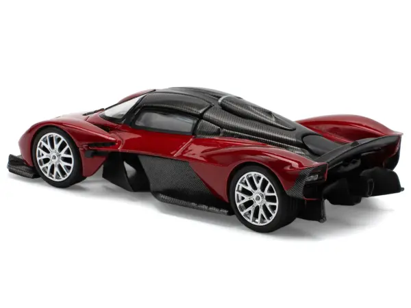 Aston Martin Valkyrie Supernova Red Metallic with Carbon Top 1/64 Diecast Model Car by Pop Race #5