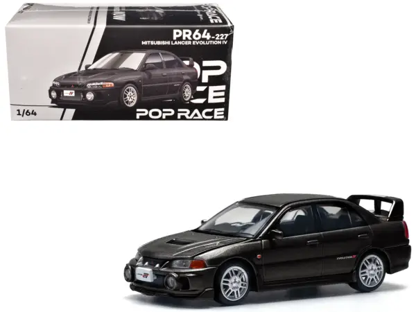 Mitsubishi Lancer Evolution IV RHD (Right Hand Drive) Pyrenees Black Pearl 1/64 Diecast Model Car by Pop Race #1