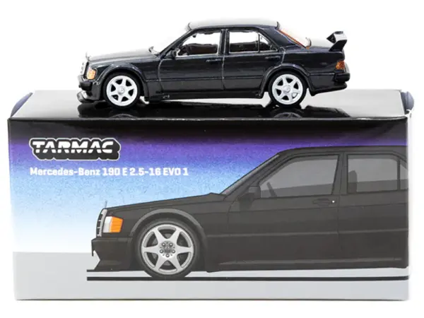 Mercedes-Benz 190 E 2.5-16 EVO 1 Blue-Black Metallic "Global64" Series 1/64 Diecast Model by Tarmac Works #3
