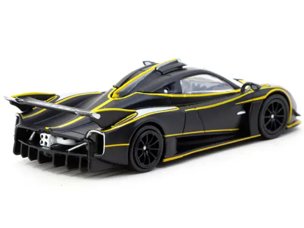 Pagani Huayra R Matt Black with Silver Accents and Yellow Stripes "Global64" Series 1/64 Diecast Model by Tarmac Works #2